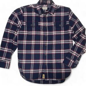 Mens Jachs Brawny M Long Sleeve Cotton Blue Red Plaid Flannel Button Down Shirt